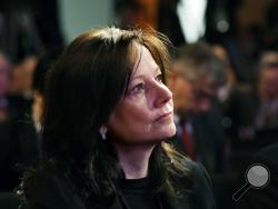 General Motors Senior Vice President Mary Barra is seen during presentation of the North American Car & Truck of the Year at the North American International Auto Show in Detroit. Barra was named GM CEO on Tuesday, Dec. 10, 2013, making her the first woman to lead a U.S. car company. (AP Photo/Carlos Osorio, File)