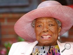 FILE - In this May 20, 2010 file photo, poet Maya Angelou smiles as she greets guests at a garden party at her home in Winston-Salem, N.C. How we address our elders and why set off a social media debate recently after a Los Angeles scriptwriter tweeted an old TV clip of Angelou rebuking a young woman for calling her by her first name. (AP Photo/Nell Redmond, File)