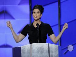 Comedian Sarah Silverman speaks during the first day of the Democratic National Convention in Philadelphia , Monday, July 25, 2016. (AP Photo/J. Scott Applewhite)