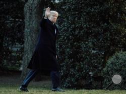 President Donald Trump waves as he arrives at the White House in Washington, Sunday, March 5, 2017, from a trip to Florida. (AP Photo/Manuel Balce Ceneta)