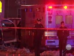 This still image taken from video shows police at the scene where Yadira Arroyo, 44, an emergency medical technician has died after she was run over by a stolen ambulance, Thursday, March 16, 2017, in the Bronx borough of New York. (WNYW FOX 5 NY via AP)