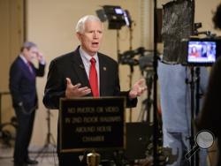 Rep. Mo Brooks, R-Ala., a member of the conservative Freedom Caucus responds during a TV interview on Capitol Hill in Washington, Thursday, March 23, 2017, as recalcitrant GOP lawmakers are being urged by House Speaker Paul Ryan to support the Republican health care bill when it goes to the floor for debate and a vote. (AP Photo/J. Scott Applewhite)