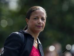 FILE - In this July 7, 2016 file photo, then-National Security Adviser Susan Rice is seen on the South Lawn of the White House in Washington. Rice says it's "absolutely false" that the previous administration used intelligence about President Donald Trump's associates for political purposes. (AP Photo/Carolyn Kaster, File)