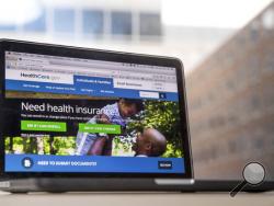 FILE - In this Feb. 9, 2017, file photo, the HealthCare.gov website, where people can buy health insurance, is displayed on a laptop screen in Washington. Something new is happening in a health care debate dominated for seven years by the twists and turns of Barack Obama’s signature law. The focus has shifted to ideas from President Donald Trump and GOP lawmakers in Congress, and most people don’t like what they see. With Republicans in command, their health care proposals as currently formulated have gener