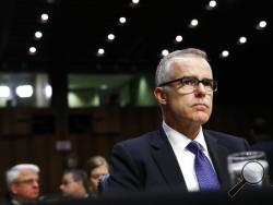 Acting FBI Director Andrew McCabe listens on Capitol Hill in Washington, Thursday, May 11, 2017, during the Senate Intelligence Committee hearing on major threats facing the U.S. (AP Photo/Jacquelyn Martin)