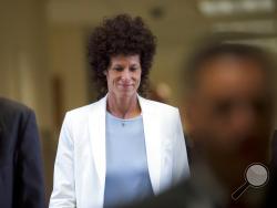 Andrea Constand arrives during Bill Cosby's sexual assault trial at the Montgomery County Courthouse in Norristown, Pa., Wednesday, June 7, 2017. Cosby is accused of drugging and sexually assaulting Constand at his home outside Philadelphia in 2004 (Mark Makela/Pool Photo via AP)