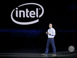 Intel CEO Brian Krzanich delivers a keynote speech at CES International Monday, Jan. 8, 2018, in Las Vegas. (AP Photo/Jae C. Hong)