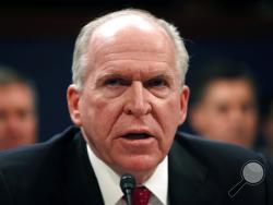 FILE - In this May 23, 2017, file photo, former CIA Director John Brennan testifies on Capitol Hill in Washington, before the House Intelligence Committee Russia Investigation Task Force. President Donald Trump is revoking the security clearance of former Obama administration CIA director Brennan (AP Photo/Pablo Martinez Monsivais, File)