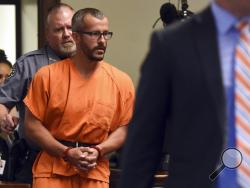 FILE - In this Aug. 16, 2018, file photo, Christopher Watts is escorted into the courtroom before his bond hearing at the Weld County Courthouse in Greeley, Colo. Charges were filed Monday, Aug. 20, 2018, against 33-year-old Watts in the deaths of his pregnant wife and their two young daughters. (Joshua Polson/The Greeley Tribune via AP, Pool, file)