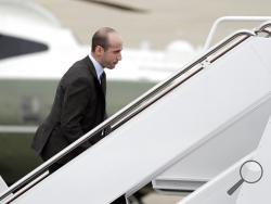 FILE - In this Nov. 2, 2018, file photo, President Donald Trump's White House Senior Adviser Stephen Miller boards Air Force One for campaign rallies in West Virginia and Indiana, in Andrews Air Force Base, Md. The White House is digging in on its demand for $5 billion to build a border wall as congressional Democrats stand firm against it, pushing the federal government closer to the brink of a partial shutdown. Miller says Trump is prepared to do “whatever is necessary” to build a wall along the U.S.-Mexi