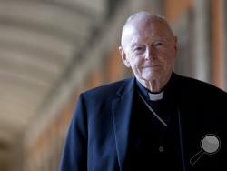 FILE - In this Feb. 13, 2013 file photo, Cardinal Theodore Edgar McCarrick poses during an interview with the Associated Press, in Rome. On Saturday, Feb. 16, 2019 the Vatican announced Pope Francis defrocked former U.S. Cardinal Theodore McCarrick after Vatican officials found him guilty of soliciting for sex while hearing Confession. (AP Photo/Andrew Medichini, file)