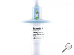 This photo provided by Janssen Global Services shows Spravato nasal spray. Spravato, a mind-altering medication related to the club drug Special K, won U.S. approval Tuesday, March 5, 2019, for patients with hard-to-treat depression, the first in a series of long-overlooked substances being reconsidered for severe forms of mental illness. (Janssen Global Services via AP)