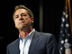 Democratic presidential candidate Steve Bullock speaks during the Iowa Democratic Party's Hall of Fame Celebration, Sunday, June 9, 2019, in Cedar Rapids, Iowa. (AP Photo/Charlie Neibergall)