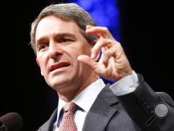 In this Saturday June 7, 2014 file photo, former Virginia Attorney General Ken Cuccinelli addresses the Virginia GOP Convention in Roanoke, Va. (AP Photo/Steve Helber, File)