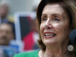 House Speaker Nancy Pelosi of Calif., speaks about health care on the Senate Steps of the Capitol, Tuesday, July 9, 2019, in Washington. (AP Photo/Jacquelyn Martin)