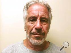 FILE - This March 28, 2017, file photo, provided by the New York State Sex Offender Registry shows Jeffrey Epstein. New York City’s medical examiner has ruled Epstein’s death a suicide. The medical examiner’s office said in a statement Friday, Aug. 16, 2019, that an autopsy and other evidence confirms the 66-year-old financier hanged himself in his cell at a federal jail. (New York State Sex Offender Registry via AP, File)