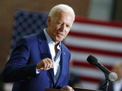 Democratic presidential candidate former Vice President Joe Biden speaks during a campaign event at Keene State College in Keene, N.H., Saturday, Aug. 24, 2019. (AP Photo/Michael Dwyer)