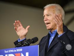 Democratic presidential candidate former Vice President Joe Biden speaks to local residents, Saturday, Nov. 23, 2019, in Des Moines, Iowa. (AP Photo/Justin Hayworth)