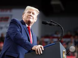 President Donald Trump speaks at a campaign rally, Thursday, Jan. 9, 2020, in Toledo, Ohio. (AP Photo/ Jacquelyn Martin)
