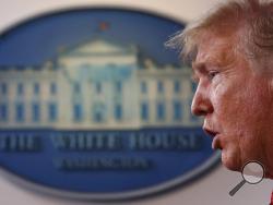 President Donald Trump speaks about the coronavirus in the James Brady Briefing Room, Wednesday, March 25, 2020, in Washington. (AP Photo/Alex Brandon)