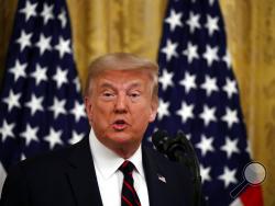 President Donald Trump speaks during a signing ceremony for H.R. 1957 – "The Great American Outdoors Act," in the East Room of the White House, Tuesday, Aug. 4, 2020, in Washington. (AP Photo/Alex Brandon)