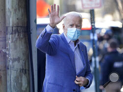 President-elect Joe Biden arrives at The Queen Theater in Wilmington, Del., Sunday, Jan. 10, 2021. (AP Photo/Susan Walsh)