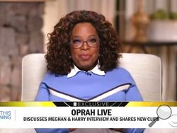In this video grab issued Monday, March 8, 2021 by CBS This Morning, Oprah Winfrey discusses her interview with Prince Harry and Meghan, Duchess of Sussex. "Oprah with Meghan and Harry: A CBS Primetime Special aired March 7. (CBS This Morning via AP)