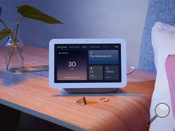 This photo provided by Google shows the Nest Hub. Sleep-sensing technology will be a key feature on Google's next generation of its Nest Hub, a 7-inch display unveiled Tuesday, March 16, 2021. (Google via AP)