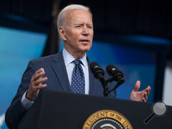 President Joe Biden speaks about the COVID-19 vaccination program, in the South Court Auditorium on the White House campus, Wednesday, June 2, 2021, in Washington. (AP Photo/Evan Vucci)