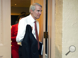 Sen. Rob Portman, R-Ohio, leaves a closed-door bipartisan infrastructure meeting with a group of senators and White House aides on Capitol Hill in Washington, Tuesday, June 22, 2021. (AP Photo/Manuel Balce Ceneta)
