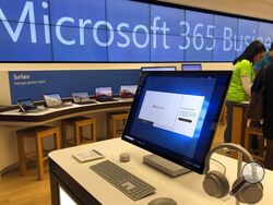 FILE - In this Jan. 28, 2020, file photo, a Microsoft computer is among items displayed at a Microsoft store in suburban Boston. Microsoft says the same Russia-backed hackers responsible for the 2020 SolarWinds breach continue to attack the global technology supply chain and are have been relentlessly targeting cloud service resellers and others since summer. (AP Photo/Steven Senne, File)