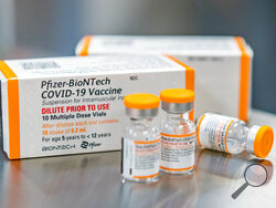 FILE - This October 2021, photo provided by Pfizer shows kid-size doses of its COVID-19 vaccine in Puurs, Belgium. (Pfizer via AP, File)