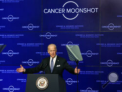 FILE - Vice President Joe Biden speaks at the Edward M. Kennedy Institute for the United States Senate, on Oct. 19, 2016 in Boston, about the White House's cancer "moonshot" initiative. (AP Photo/Elise Amendola, File)