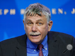 FILE - Dr. Eric Lander speaks during an event at The Queen theater in Wilmington, Del., Jan. 16, 2021. Lander has resigned after the White House confirmed that an internal investigation found credible evidence that he mistreated his staff. (AP Photo/Matt Slocum, File)