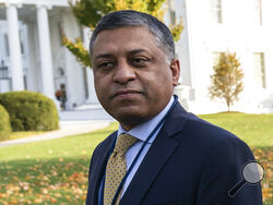 FILE - Dr. Rahul Gupta, the director of the White House Office of National Drug Control Policy, is shown at the White House, Thursday, Nov. 18, 2021, in Washington. President Joe Biden is sending his administration’s first national drug control strategy to Congress as the U.S. overdose death toll hit a new record of nearly 107,000 during the past 12 months. White House drug czar Dr. Rahul Gupta says the strategy is the first to prioritize what’s known as harm reduction. (AP Photo/Alex Brandon, File)