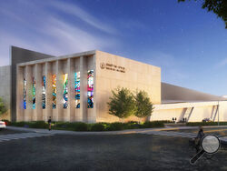 This rendering provided by Lifang Vision Technology in May 2022 shows designs for the planned renovation of the Tree of Life synagogue in Pittsburgh, which on Oct. 27, 2018, was the scene of the deadliest antisemitic attack in U.S. history. On Tuesday, May 3, 2022 organizers released the new design plans by architect Daniel Libeskind, whose previous works include Jewish museums, Holocaust memorials and the master plan for World Trade Center after 9/11. (Lifang Vision Technology via AP)
