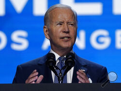 President Joe Biden speaks during the inaugural ceremony of the Summit of the Americas, Wednesday, June 8, 2022, in Los Angeles. (AP Photo/Evan Vucci)
