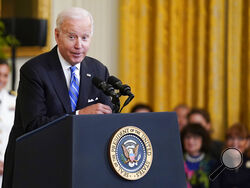 President Joe Biden speaks before he awards the Presidential Medal of Freedom, to 17 people at the White House in Washington, Thursday, July 7, 2022. (AP Photo/J. Scott Applewhite)