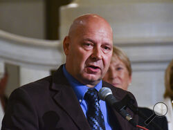 FILE - Doug Mastriano, the Republican gubernatorial nominee in Pennsylvania, speaks at an event on July 1, 2022, at the state Capitol in Harrisburg, Pa. Mastriano's far-right views on everything from abortion to the 2020 presidential election would squander an otherwise attainable seat in a critical battleground state. But now, as the general election season intensifies, the GOP machinery is cranking up to back Mastriano's campaign and attack his Democratic rival, Josh Shapiro. (AP Photo/Marc Levy, File)