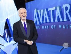Director James Cameron poses for photographers upon arrival at the World premiere of the film 'Avatar: The Way of Water' in London, Tuesday, Dec. 6, 2022. (Photo by Vianney Le Caer/Invision/AP