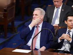 Rep. Kevin McCarthy, R-Calif., listens as the second round of votes are cast for the next Speaker of the House on the opening day of the 118th Congress at the U.S. Capitol, Tuesday, Jan. 3, 2023, in Washington.(AP Photo/Alex Brandon)