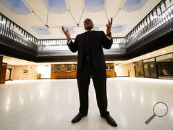 J. Lawrence Turner, pastor of Mississippi Boulevard Christian Church, speaks during an interview at City Hall with the Associated Press, in response to the investigation of the death of Tyre Nichols, who died after being beaten by Memphis police officers, in Memphis, Tenn., Tuesday, Jan. 24, 2023. (AP Photo/Gerald Herbert)