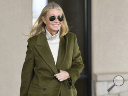 Actor Gwyneth Paltrow leaves the courthouse, Tuesday, March 21, 2023, in Park City, Utah, where she is accused in a lawsuit of crashing into a skier during a 2016 family ski vacation, leaving him with brain damage and four broken ribs. Terry Sanderson claims that the actor-turned-lifestyle influencer was cruising down the slopes so recklessly that they violently collided, leaving him on the ground as she and her entourage continued their descent down Deer Valley Resort, a skiers-only mountain known for its 