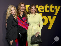 Executive Producer Ali Wentworth, from left, and actors Brooke Shields and Mariska Hargitay attend the premiere of "Pretty Baby: Brooke Shields" at Alice Tully Hall on Wednesday, March 29, 2023, in New York. (Photo by Andy Kropa/Invision/AP)