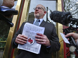 Kurt Rupprecht speaks about the abuse he suffered after the release of the redacted report on child sexual abuse in the Catholic Archdiocese of Baltimore by the Maryland Attorney General's Office on Wednesday, April 6, 2023, in Baltimore. (Kim Hairston/The Baltimore Sun via AP)