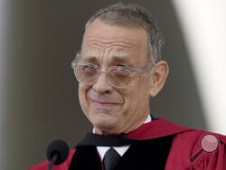 Actor Tom Hanks delivers a commencement address during Harvard University commencement exercises on the school's campus, Thursday, May 25, 2023, in Cambridge, Mass. (AP Photo/Steven Senne)