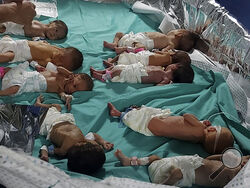 FILE - This photo released by Dr. Marawan Abu Saada shows prematurely born Palestinian babies in Shifa Hospital in Gaza City on Sunday, Nov. 12, 2023. As Palestinian authorities are proposing an evacuation of Gaza's biggest hospital, experts warn that transporting vulnerable babies and other patients is perilous even under the best circumstances. (Dr. Marawan Abu Saada via AP, File)