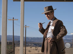 This image released by Universal Pictures shows Cillian Murphy in a scene from "Oppenheimer." (Universal Pictures via AP)