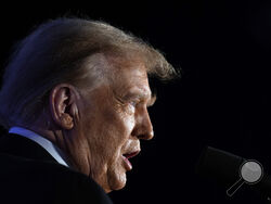 FILE - Republican presidential candidate former President Donald Trump speaks at a campaign event in Portsmouth, N.H., Jan. 17, 2024. Trump used his social media platform Friday, Jan. 19, to mock Republican presidential candidate former UN Ambassador Nikki Haley with a racist nickname. The attack comes four days before the New Hampshire primary, in which Haley is trying to establish herself as the only viable Trump alternative in Republicans' 2024 nominating contest. (AP Photo/Matt Rourke, File)
