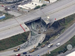 WPVI-TV/6ABC via AP, File This screen grab from video provided by WPVI-TV/6ABC shows the collapsed section of I-95 as crews continue to work on the scene in Philadelphia, Monday, June 12, 2023.